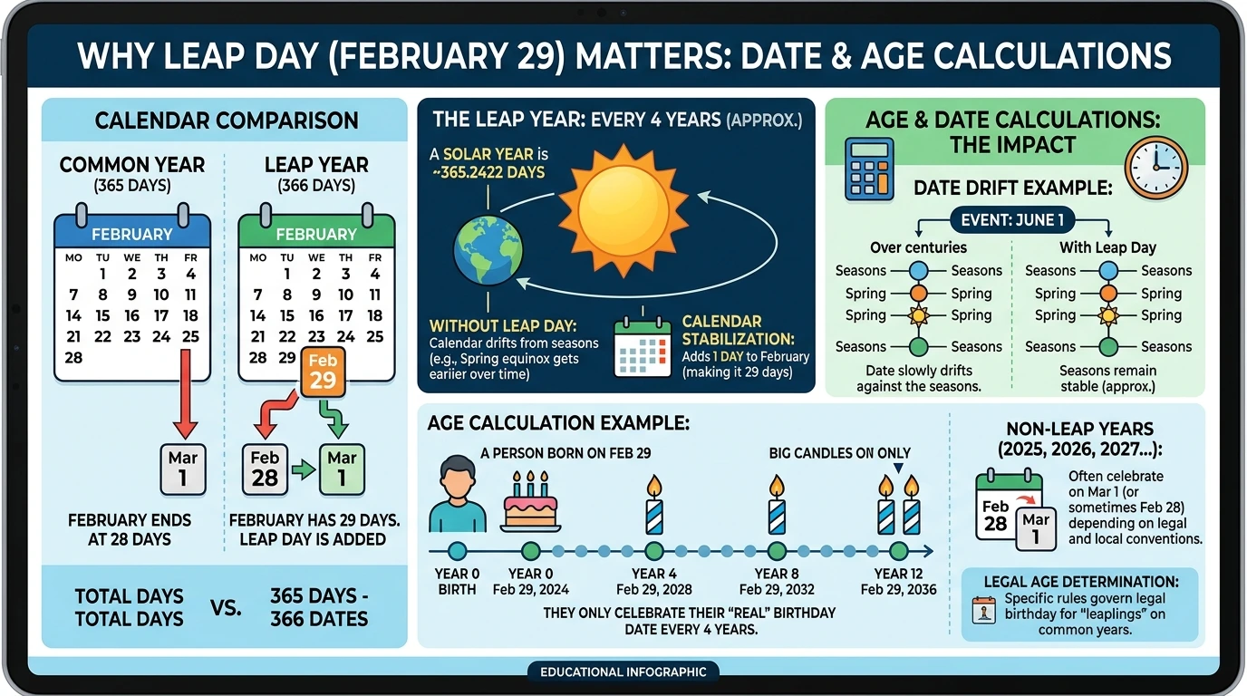 February 29 highlighted on a leap-year calendar